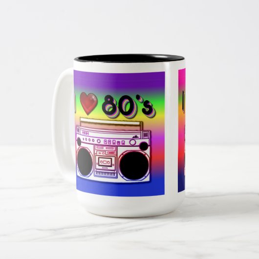 Dubbelzijdige Boombox 80's Retro 80's koffie Mok (Voorkant links)
