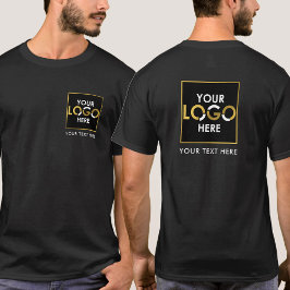 Dubbelzijdige Business Logo Text Promotional Black T-shirt