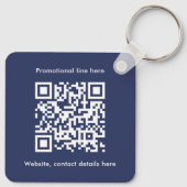 Dubbelzijdige Business Logo Text QR Code Blauw Sleutelhanger (Achterkant)