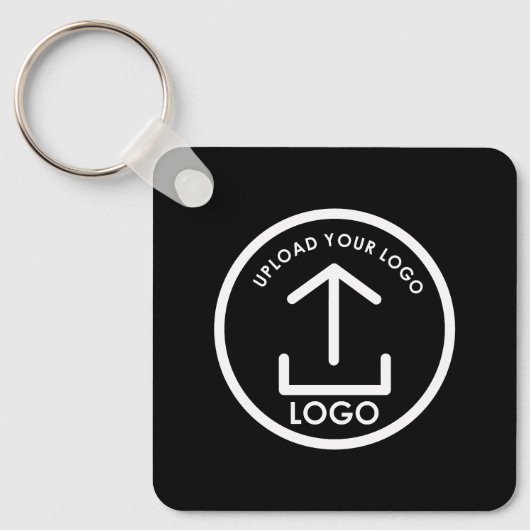Dubbelzijdige Business Logo Text QR Code Zwart Sleutelhanger (Voorkant)