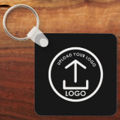 Dubbelzijdige Business Logo Text QR Code Zwart Sleutelhanger (Voorkant)