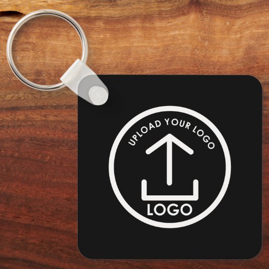 Dubbelzijdige Business Logo Text QR Code Zwart Sleutelhanger (Voorkant)