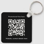Dubbelzijdige Business Logo Text QR Code Zwart Sleutelhanger (Achterkant)