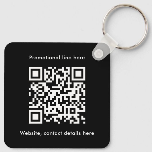 Dubbelzijdige Business Logo Text QR Code Zwart Sleutelhanger (Achterkant)