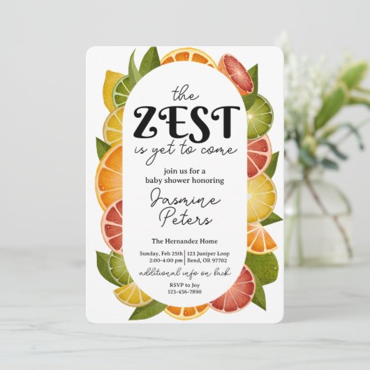 Dubbelzijdige Citrus Baby shower Invitation Kaart (Staand voorkant)