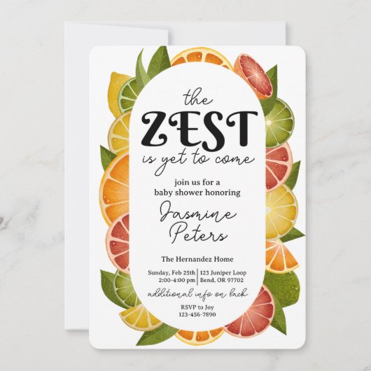 Dubbelzijdige Citrus Baby shower Invitation Kaart (Voorkant)