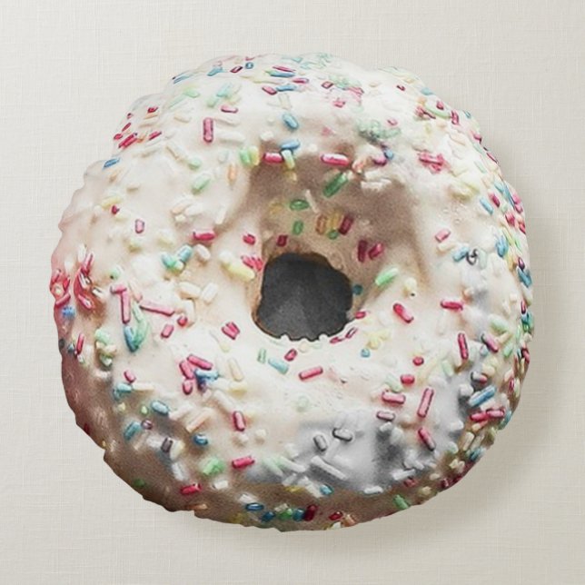 Dubbelzijdige donut: regenboogsprenkels en chocola rond kussen (Voorkant)