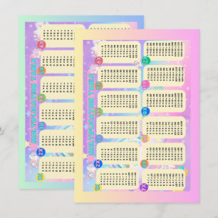 Dubbelzijdige Eenhoorn Vermenigvuldigingstabel Notitiekaartje