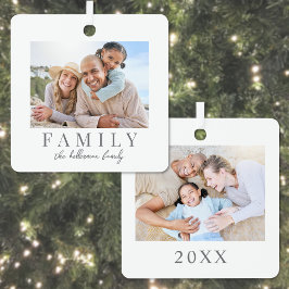 Dubbelzijdige Eenvoudige Familie Twee Foto Kerstmi Metalen Ornament