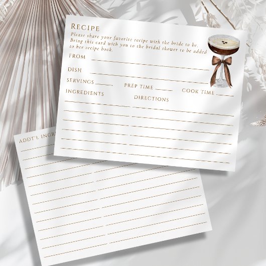 Dubbelzijdige Espresso Martini thema Recept Kaart