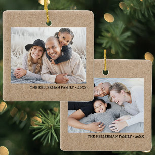 Dubbelzijdige Familie Twee Foto Kraft Keramisch Ornament