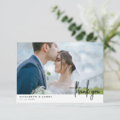 Dubbelzijdige foto bruiloft dank u kaart (Staand voorkant)