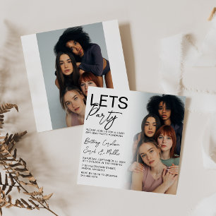 Dubbelzijdige fotogroep verjaardagsfeestje kaart