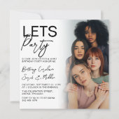 Dubbelzijdige fotogroep verjaardagsfeestje kaart (Voorkant)