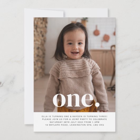 Dubbelzijdige gezamenlijke foto verjaardag - Jonge Kaart (Voorkant)