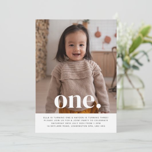 Dubbelzijdige gezamenlijke foto verjaardag - Jonge Kaart (Staand voorkant)