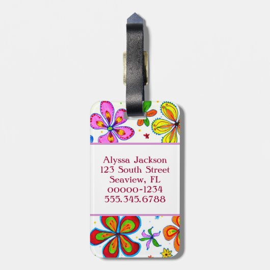  dubbelzijdige grote bloemen bagagelabel (Achterkant verticaal)