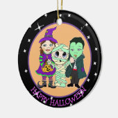 Dubbelzijdige Halloween-Kinderen en Bats Keepomwil Keramisch Ornament (Links)