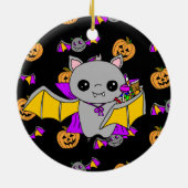 Dubbelzijdige Halloween-Kinderen en Bats Keepomwil Keramisch Ornament (Achterkant)