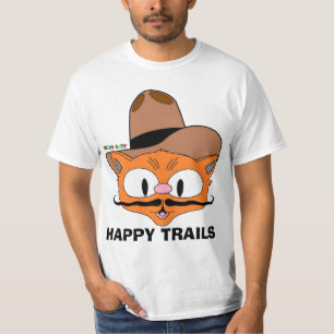 Dubbelzijdige HAPPY TRAILS Cartoon Snorharen Kat T-shirt