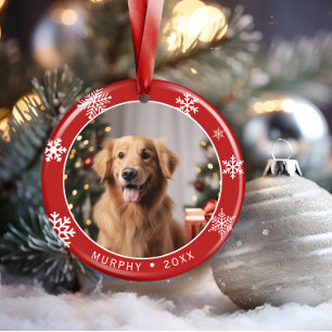 Dubbelzijdige hondenfoto aandenken Kerstbal Keramisch Ornament