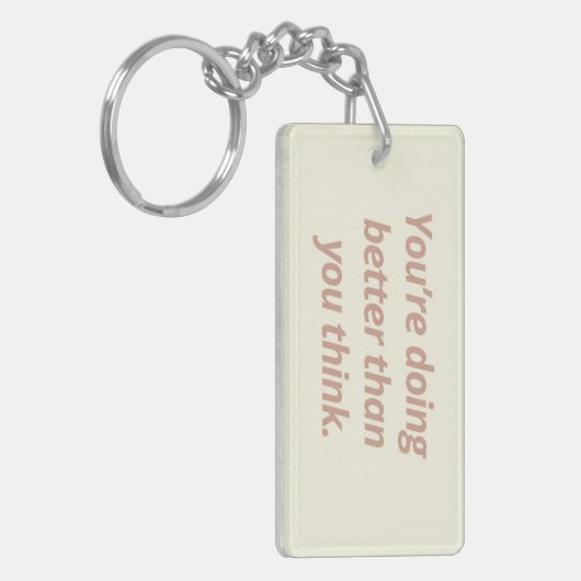 dubbelzijdige Inspirerend Sleutelhanger | Beige &  (Voorkant Links)