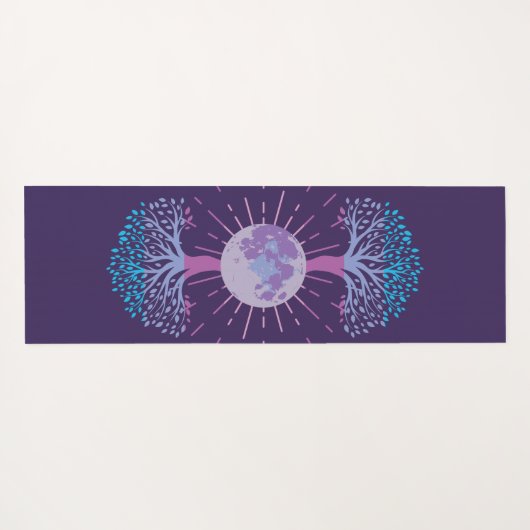 Dubbelzijdige levensboom maan yogamat (Achterkant (horizontaal))