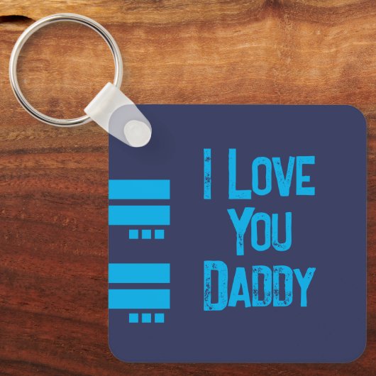 Dubbelzijdige liefdesvader voegt een naam toe blau sleutelhanger (Voorkant)