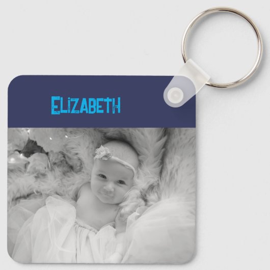 Dubbelzijdige liefdesvader voegt een naam toe blau sleutelhanger (Achterkant)