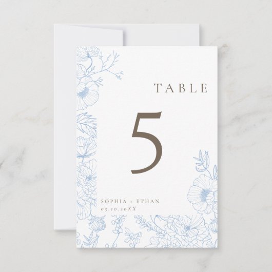 Dubbelzijdige Line Art French Blue Table Nr Kaart (Voorkant)