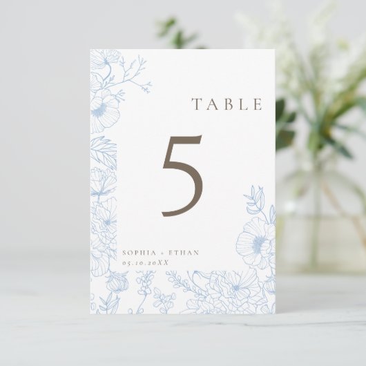 Dubbelzijdige Line Art French Blue Table Nr Kaart (Staand voorkant)