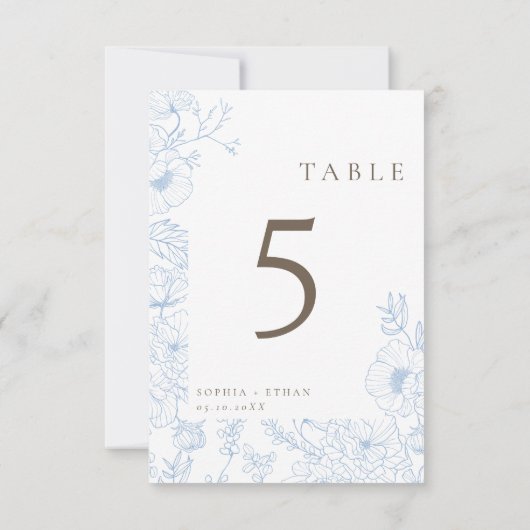 Dubbelzijdige Line Art French Blue Table Nr Kaart (Achterkant)