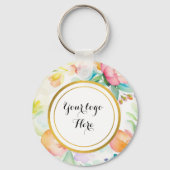Dubbelzijdige Logo QR Code floral sleutelhanger (Voorkant)