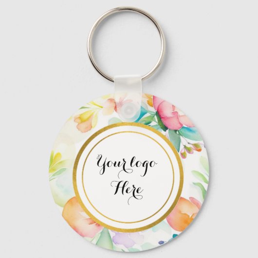 Dubbelzijdige Logo QR Code floral sleutelhanger (Voorkant)