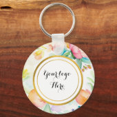 Dubbelzijdige Logo QR Code floral sleutelhanger (Voorkant)
