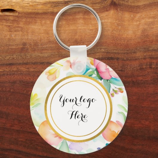 Dubbelzijdige Logo QR Code floral sleutelhanger (Voorkant)