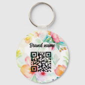 Dubbelzijdige Logo QR Code floral sleutelhanger (Achterkant)