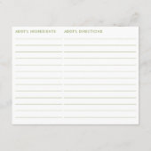 Dubbelzijdige Matcha Green Tea thema Recept Kaart (Achterkant)