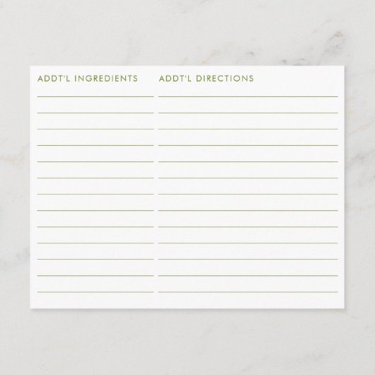 Dubbelzijdige Matcha Green Tea thema Recept Kaart (Achterkant)