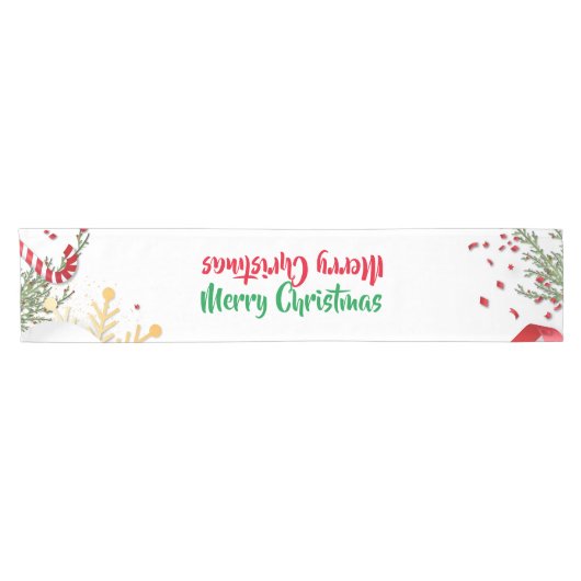 Dubbelzijdige Merry Christmas Table Runner Korte Tafelloper (Horizontaal)