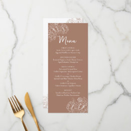 Dubbelzijdige Mocha Mousse Boho Floral Wedding Bar Menu