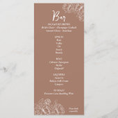 Dubbelzijdige Mocha Mousse Boho Floral Wedding Bar Menu (Achterkant)