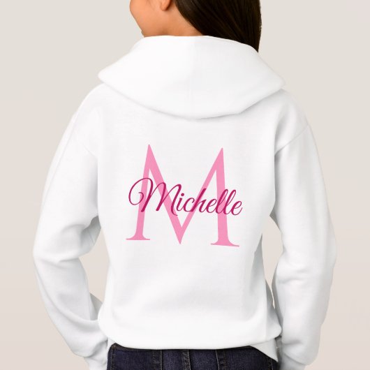 Dubbelzijdige monogram naam Witte roze meisjes (Achterkant)