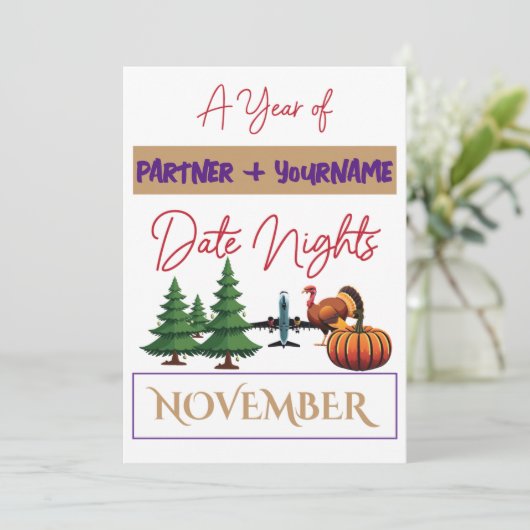  dubbelzijdige notitiekaart voor november (Staand voorkant)