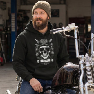 Dubbelzijdige op maat gemaakte biker schedel motor hoodie