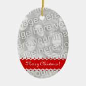 Dubbelzijdige ovalen fotoversiering voor kerstmis keramisch ornament (Voorkant)