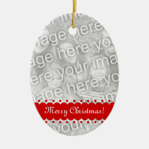Dubbelzijdige ovalen fotoversiering voor kerstmis keramisch ornament