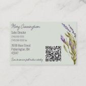 Dubbelzijdige Paarse lavender met QR-code Visitekaartje (Achterkant)