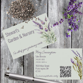 Dubbelzijdige Paarse lavender met QR-code Visitekaartje