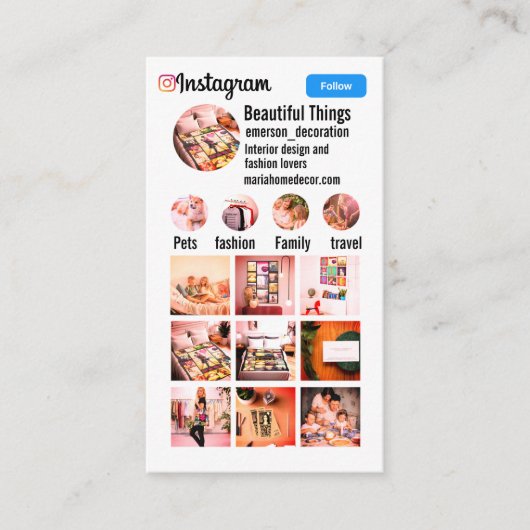 Dubbelzijdige persoonlijke insta tiktok visitekaartje (Voorkant)